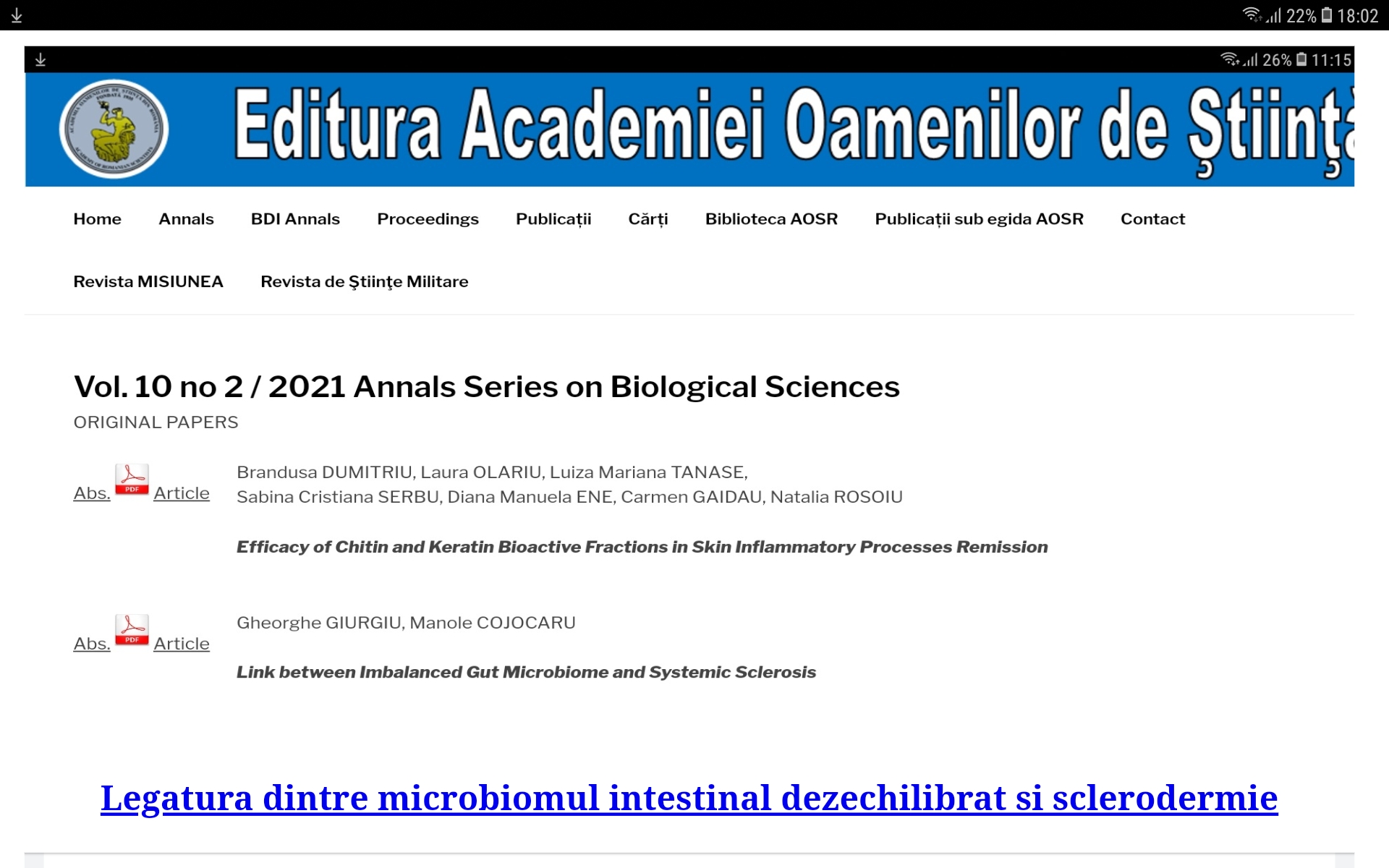 Conferinta Stiintifica de toamna a AOSR 2021 Bucuresti