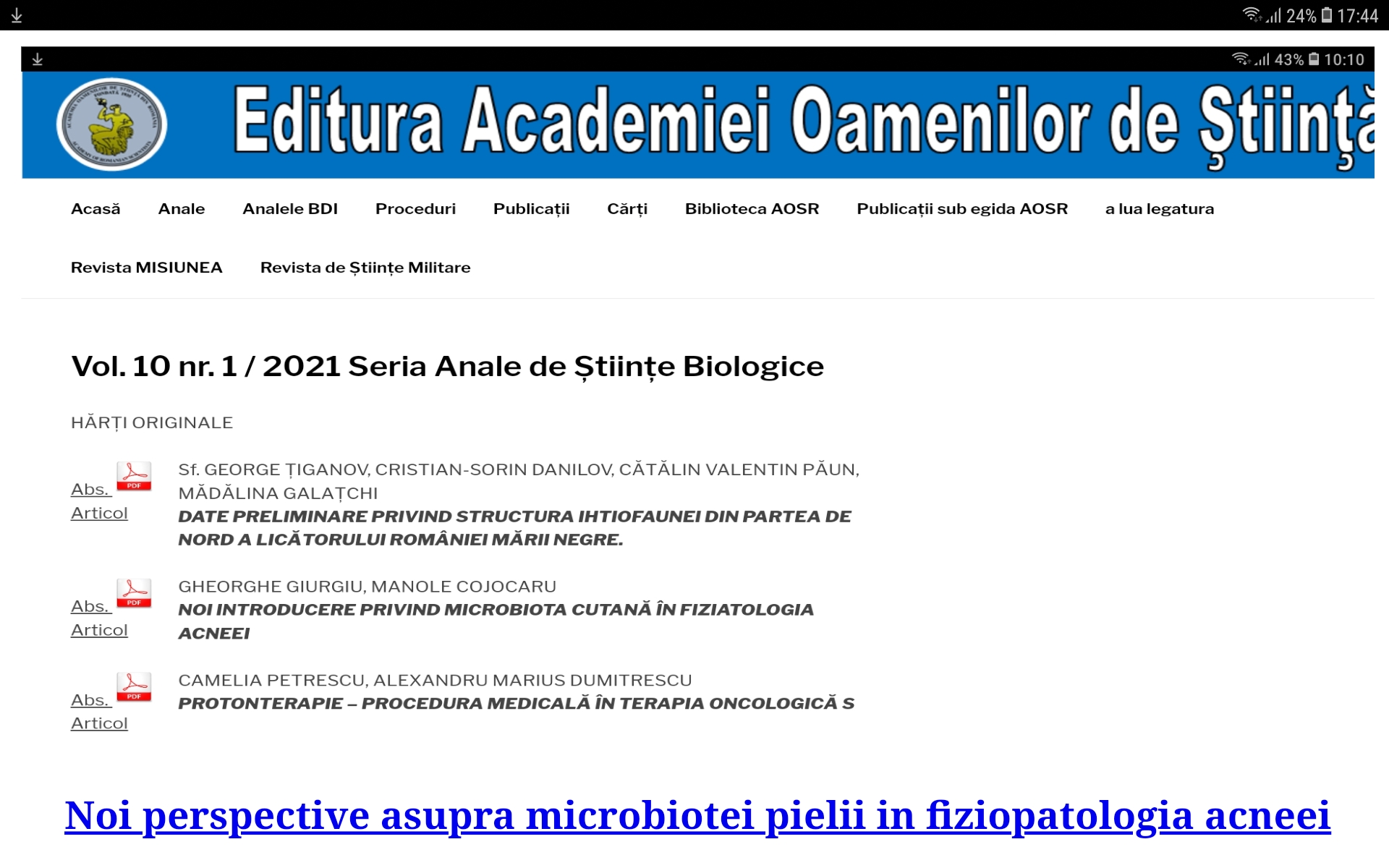 Conferinta Stiintifica de primavara a AOSR 2021 Bucuresti