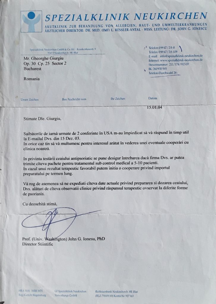 Documente Deniplant- Ceaiul deniplant a fost testat in Germania