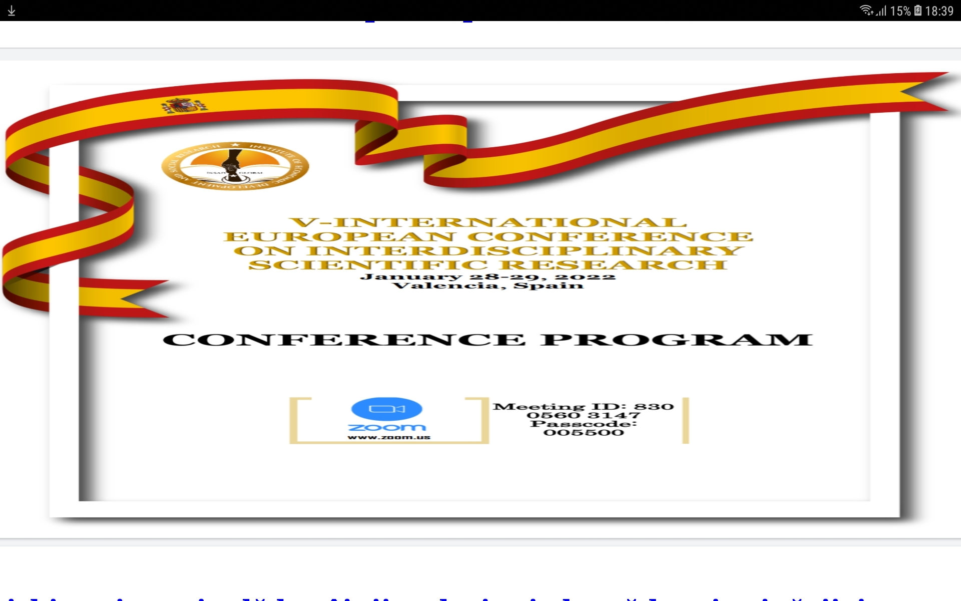 A 5-a Conferință internațională europeană privind cercetarea științifică interdisciplinară Valencia Spania 28.01.22